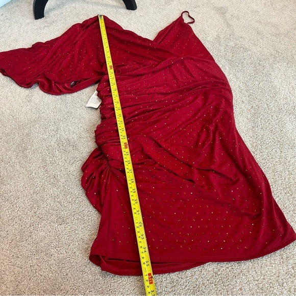 Marciano for Guess red crystal rhinestone embellished one shoulder ruched dress - Picture 17 of 17